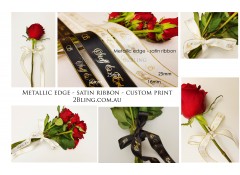 25mm wide, 2 meters Custom Personalised Print Satin Ribbon, Wedding ribbon, Metallic Edge Satin Ribbon